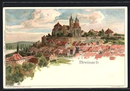 Künstler-AK C.Biese: Breisach, Ortschaft mit Kloster
