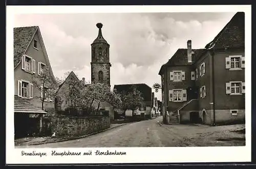 AK Denzlingen, Hauptstrasse mit Storchenturm