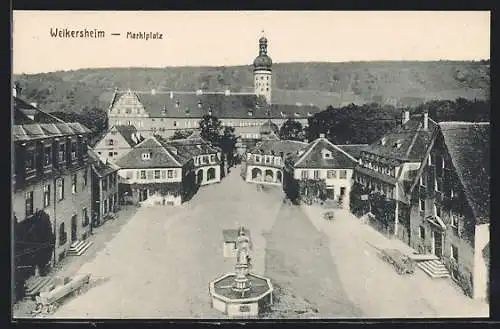 AK Weikersheim, Marktplatz aus der Vogelschau