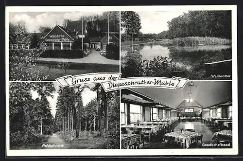 AK Köln-Dellbrück, Gasthaus Waldschenke Diepeschrather Mühle, Waldweiher