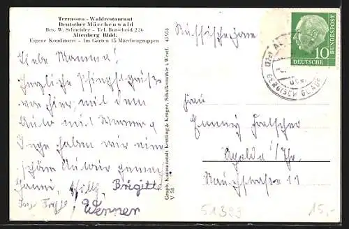 AK Altenberg / Rhld., Terrassen-Waldrestaurant Deutscher Märchenwald