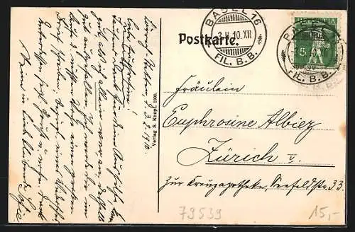 AK Lörrach i. B., Hebelplatz mit Kinderwagen, Springbrunnen