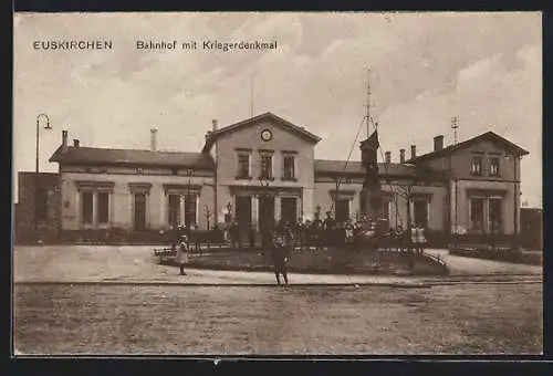 AK Euskirchen, Bahnhof mit Kriegerdenkmal