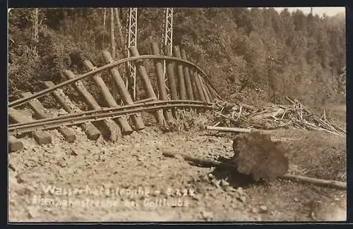 AK Gottleuba, Eisenbahnstrecke liegt brach, Wasserkatastrophe von 1927
