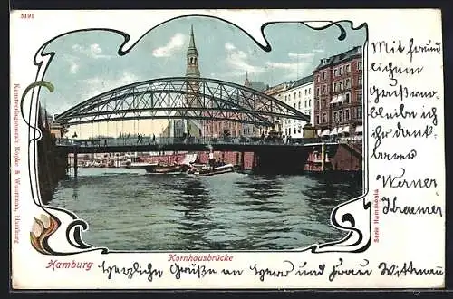 AK Hamburg, Kornhausbrücke vom Wasser aus gesehen