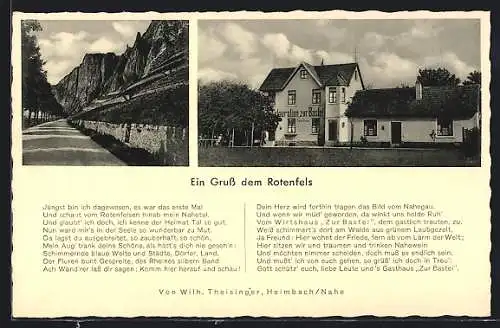 AK Heimbach /Nahe, Restaurant Zur Bastei auf dem Rotenfels, Inh. Wilh. Teisinger