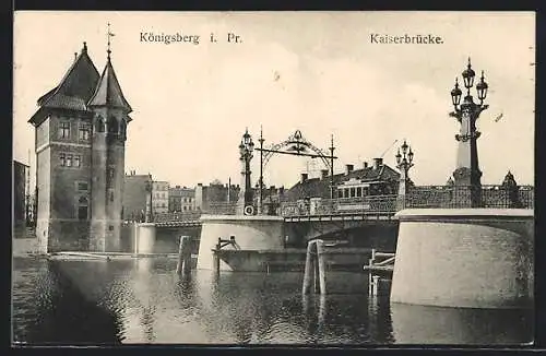 AK Königsberg i. Pr., Partie an der Kaiserbrücke
