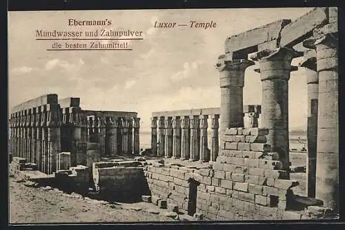 AK Luxor, Temple, Reklame für Ebermanns Mundwasser und Zahnpulver