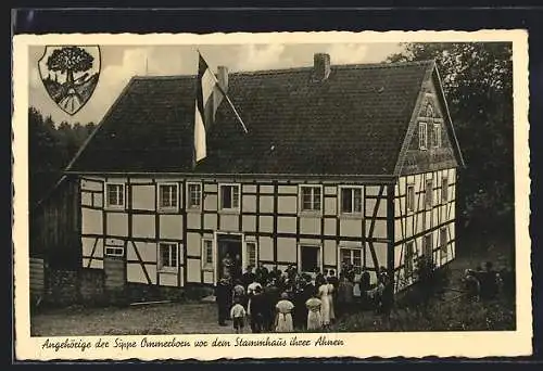 AK Ommerborn, Angehörige der Sippe Ommerborn vor dem Stammhaus ihrer Ahnen