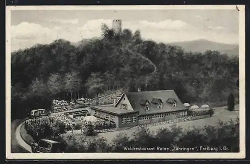 AK Freiburg / Breisgau, Wald-Restaurant Ruine Zähringen mit Terrasse