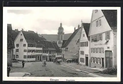 AK Ebingen, Brauerei von Th. Bühler, Strasse am Ziegelplatz