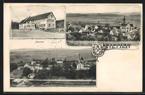 AK Stetten / Haigerloch, Gasthaus zur Saline, Saline, Wappen, Ortsansicht