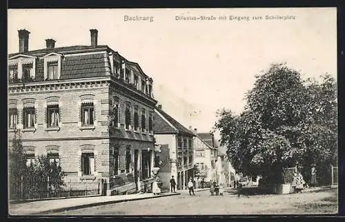 AK Backnang, Dillenius-Strasse mit Eingang zum Schillerplatz