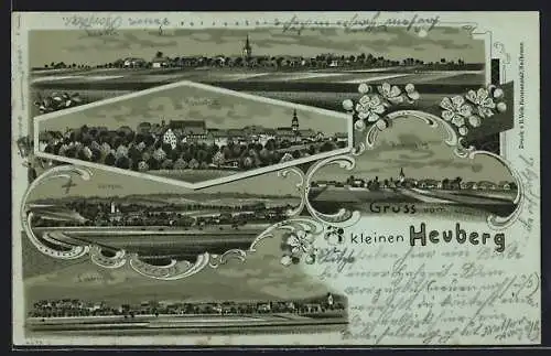 Mondschein-Lithographie Rosenfeld / Württ., am kleinen Heuberg, Teilansicht, Brittheim, Isingen