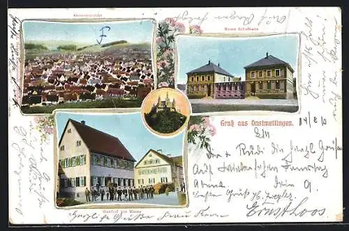 AK Onstmettingen, Gasthof zur Krone, Neues Schulhaus, Gesamtansicht