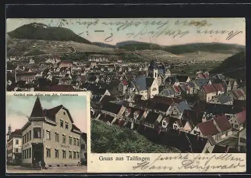 AK Tailfingen / Württ., Gasthof zum Adler, Teilansicht mit Kirche