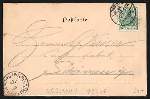AK Kutterau / St. Blasien, Gasthaus zum Engel, Sägewerk, Tunnel im Albthal
