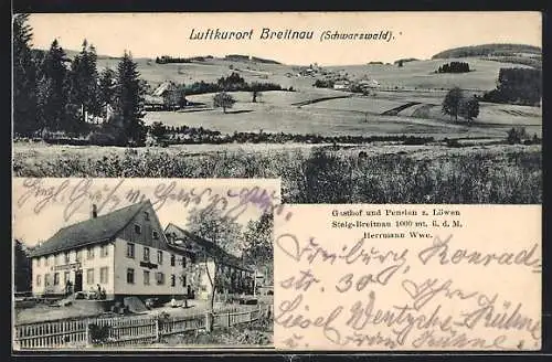 AK Breitnau / Schwarzwald, Gasthof-Pension zum Löwen, Landschaftsbild