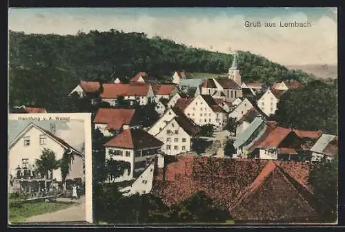 AK Lembach / Breisgau, Handlung von A. Weber, Teilansicht mit Kirche