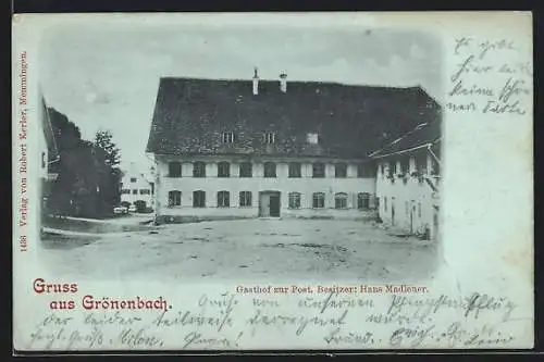 Mondschein-AK Grönenbach, Gasthof zur Post von Hans Madlener