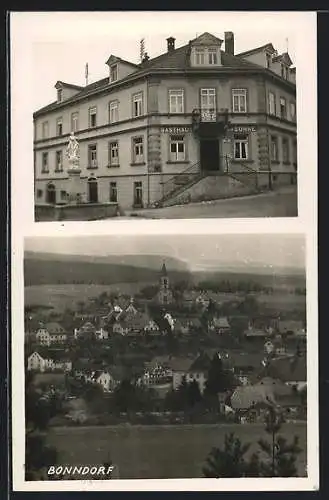 AK Bonndorf / Schwarzwald, Gasthaus zur Sonne, Ortsansicht mit Kirche