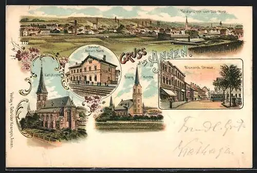 AK Anger / Obb., Bahnhof Annen-Nord, Bismarck-Strasse, Kath. Kirche, Evang. Kirche, Gesamtansicht