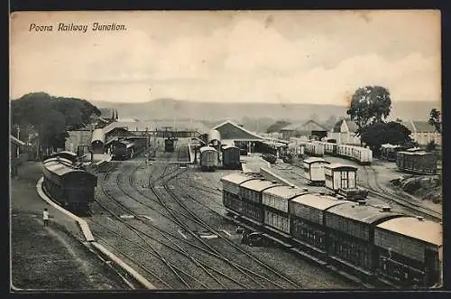 AK Poona, Railway Junction, Bahnhof, Eisenbahn