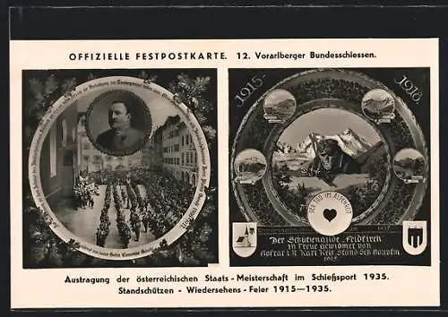 AK Feldkirch, 12. Vorarlberger Bundesschiessen 1935, Der Tod im Alpenrot