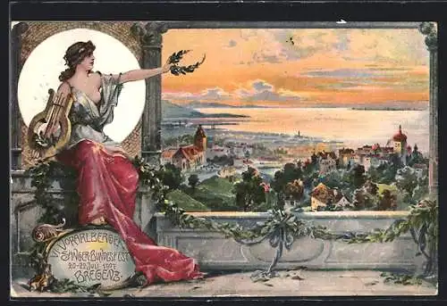 Künstler-AK Bregenz, VI. Vorarlberger Sänger-Bundesfest 1907