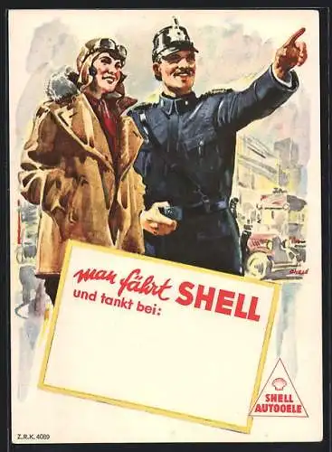 AK Shell Autooele, Dame neben einem Polizisten