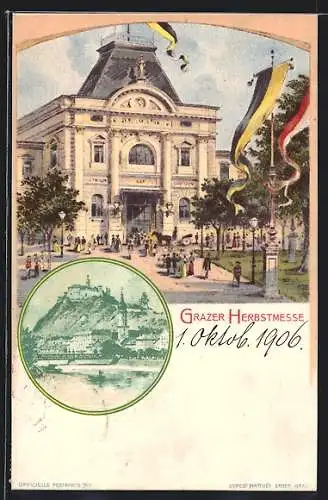 Lithographie Graz, Grazer Herbstmesse, Panoramaansicht