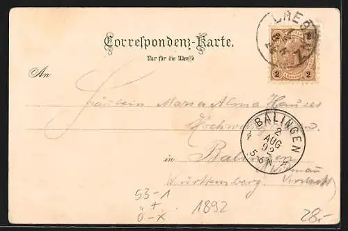 Vorläufer-Lithographie Bregenz, 1892, Gasthaus Pfänder, Gebhardsberg, Panorama