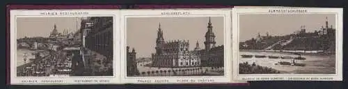 Leporello-Album Dresden mit 14 Lithographie-Ansichten, Vestibül, Johanneum, russische Kirche, Hoftheater, Helbigs Rest.
