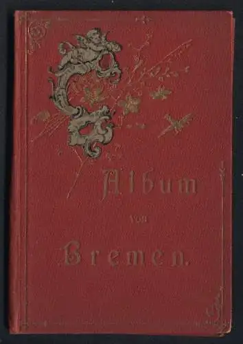 Leporello-Album Bremen mit 44 Lithographie-Ansichten, Bahnhof, Gewerbehaus, Post, Bleikeller, Kunsthalle, Deutsche Bank