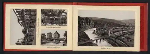Leporello-Album Nahethal mit 17 Lithographie-Ansichten, Idar, Oberstein, Kirn, Schloss Dhaun, Ebernburg, Münster, Bingen