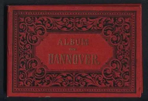 Leporello-Album Hannover mit 18 Lithographie-Ansichten, Bahnhof, Post, Museum, Hoftheater mit Pferdebahn, Lyceum, Tivoli
