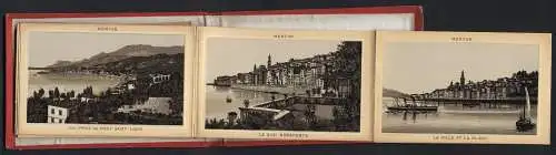 Leporello-Album Alpes Maritimes mit 24 Lithographie-Ansichten, Menton, Monte Carlo, Monaco, Villefranche, Nice, Cannes