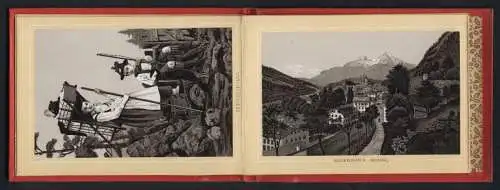 Leporello-Album Königsee mit 12 Lithographie-Ansichten, Salzburg, Reichenhall, Schwarzort, Gebirgstracht, Berchtesgaden