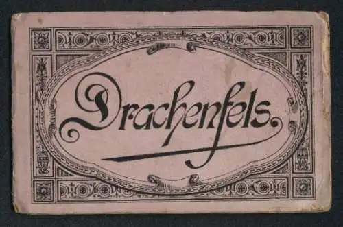 Leporello-Album Drachenfels mit 12 Lithographie-Ansichten, Zahnradbahn mit Drachenburg BahnhofRolandseck, Rolandsbogen