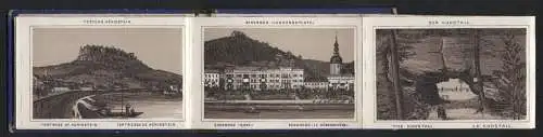 Leporello-Album Sächs. Schweiz mit 14 Lithographie-Ansichten, Gasthaus Grosser Winterberg, Schandau, Bastei, Amselfall