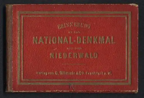 Leporello-Album National-Denkmal Niederwald mit 12 Lithographie-Ansichten, Rüdesheim, Bingen, Germania, Kaiser Relief
