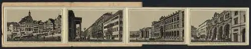 Leporello-Album Stuttgart mit 12 Lithographie-Ansichten, Neues Schloss, Wilhelma, Polytechnikum, Schlossstrasse, Bahnhof