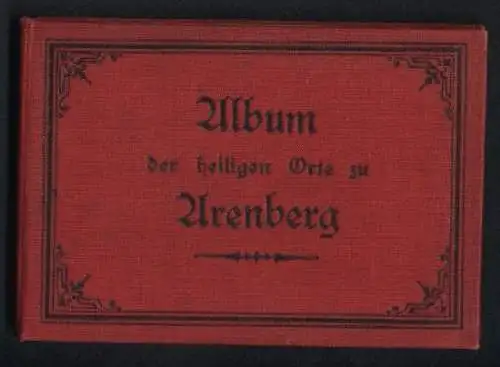 Leporello-Album Arenberg mit 16 Lithographie-Ansichten, Grab Jesu, schlafende Jünger, Werkstatt des Hl. Joseph, Nazareth