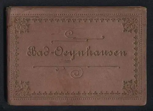 Leporello-Album Bad Oeynhausen mit 17 Lithographie-Ansichten, Thermalbad, Soolbadehaus, Glashalle, Farne Villa, Kirche
