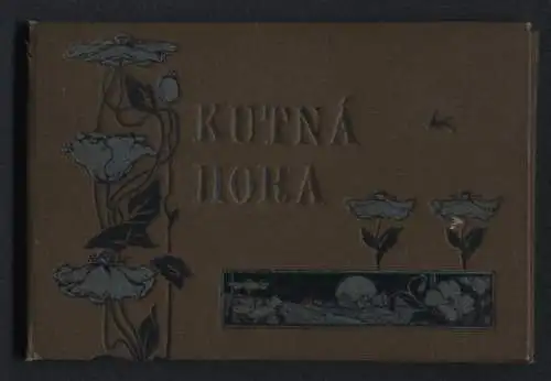 Leporello-Album Kutna Hora mit 14 Lichdruck-Ansichten, Sokolovna, Kamenna Kasna, Chram svate Barbory, Kameny dun