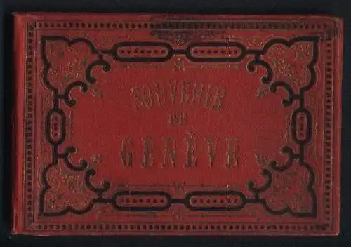 Leporello-Album Geneve mit 27 Lithographie-Ansichten, Synagoge, Chateau de Rothschild, Eglise Russe, Notre Dame, Uni