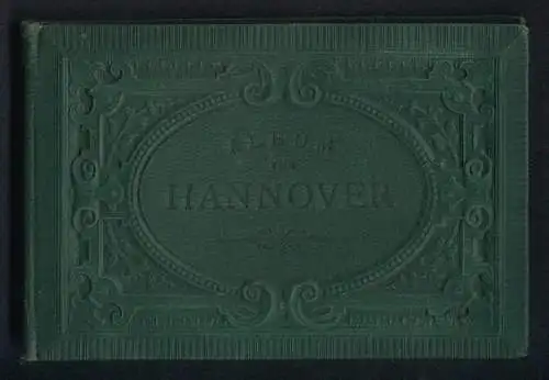 Leporello-Album Hannover mit 24 Lithographie-Ansichten, Synagoge, Welfenschloss, Ständehaus, Schiffgraben, Leibnitz Haus