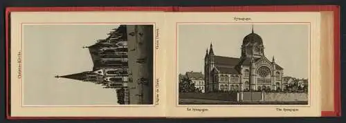 Leporello-Album Hannover mit 25 Lithographie-Ansichten, Synagoge, Schiffgraben, Realschule, Leibnitzhaus, neuer Bahnhof