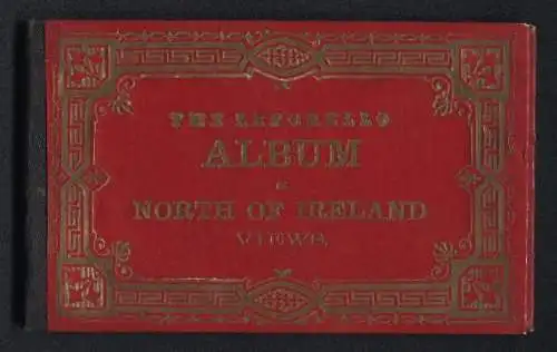 Leporello-Album North of Ireland, 12 Lithographie-Ansichten, Belfast, Londonderry, Giant Causeway, Dunluc Castle, Antrim