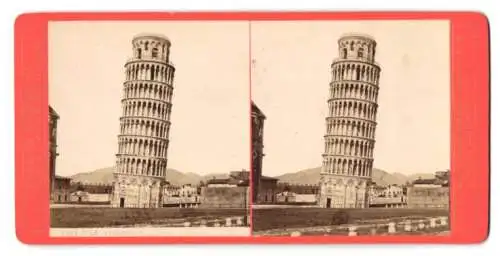 Stereo-Fotografie Giacomo Brogi, Firenze, Ansicht Pisa, der schiefe Turm, il Campanile